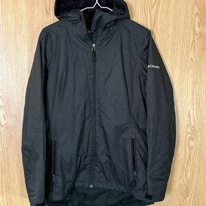 Columbia Black Fleece Lined Water Resistant Hooded Jacket